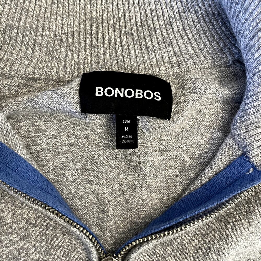 Bonobos Sweater Mens Medium Slim CASHMERE Blend 1/4 Zip Pullover Gray Classic - Picture 3 of 8